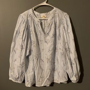 A.N.A. XXL light blue floral babydoll blouse